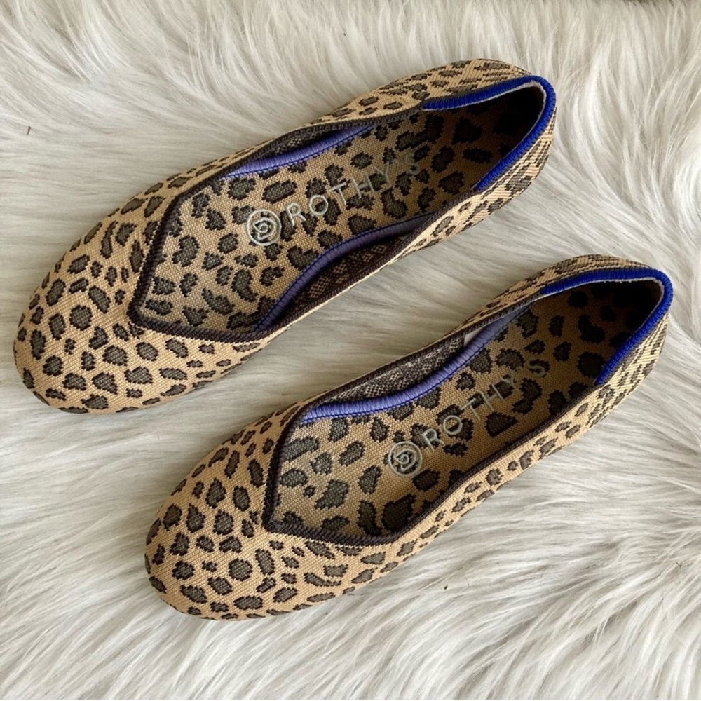 ROTHYS Cheetah Leopard Print Round Flats The Lounge Loafer Flat sz. 6.5